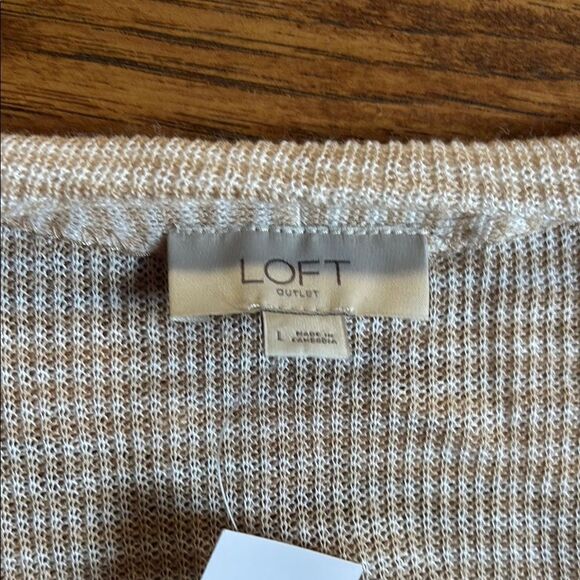 NWT LOFT Beige Striped Button-Down Cardigan - Picture 4 of 10